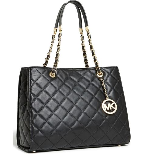 michael kors susannah quilted leather tote|Michael Kors brown tote bag.